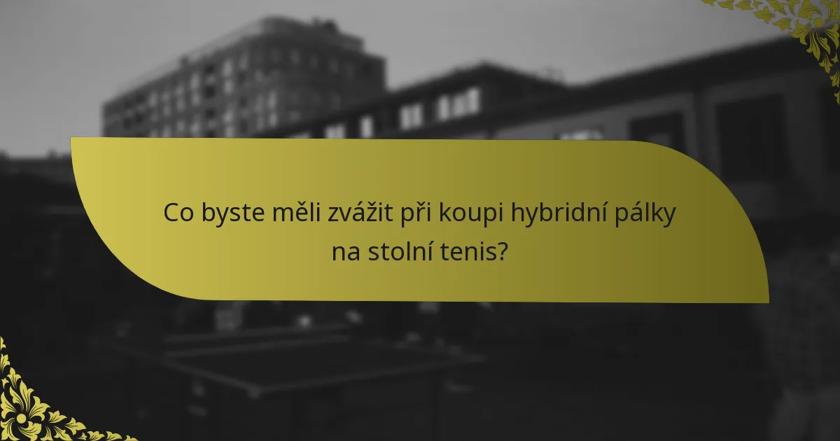 Co byste měli zvážit při koupi hybridní pálky na stolní tenis?