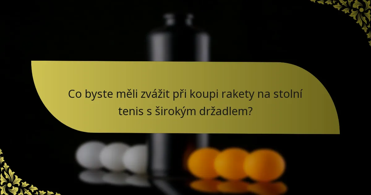 Co byste měli zvážit při koupi rakety na stolní tenis s širokým držadlem?