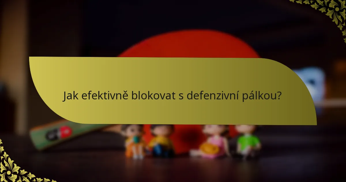Jak efektivně blokovat s defenzivní pálkou?