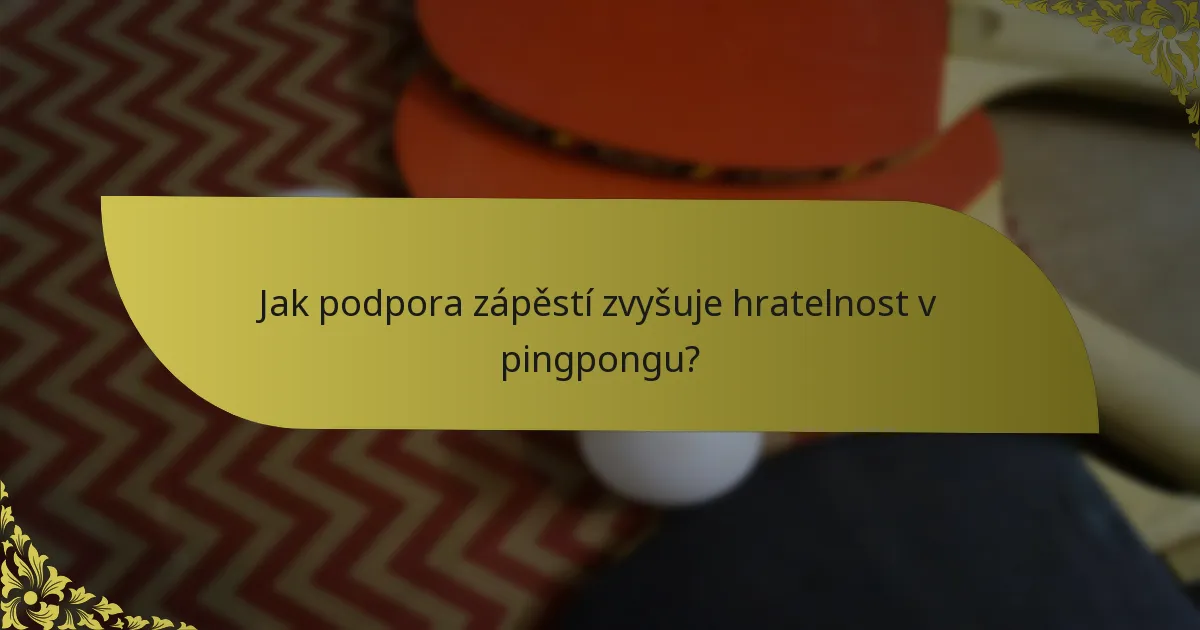 Jak podpora zápěstí zvyšuje hratelnost v pingpongu?