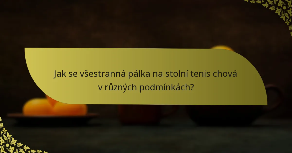 Jak se všestranná pálka na stolní tenis chová v různých podmínkách?