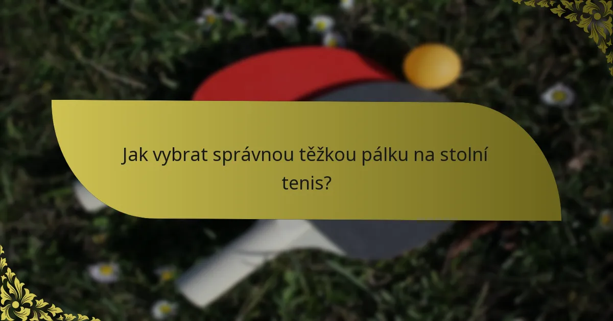 Jak vybrat správnou těžkou pálku na stolní tenis?
