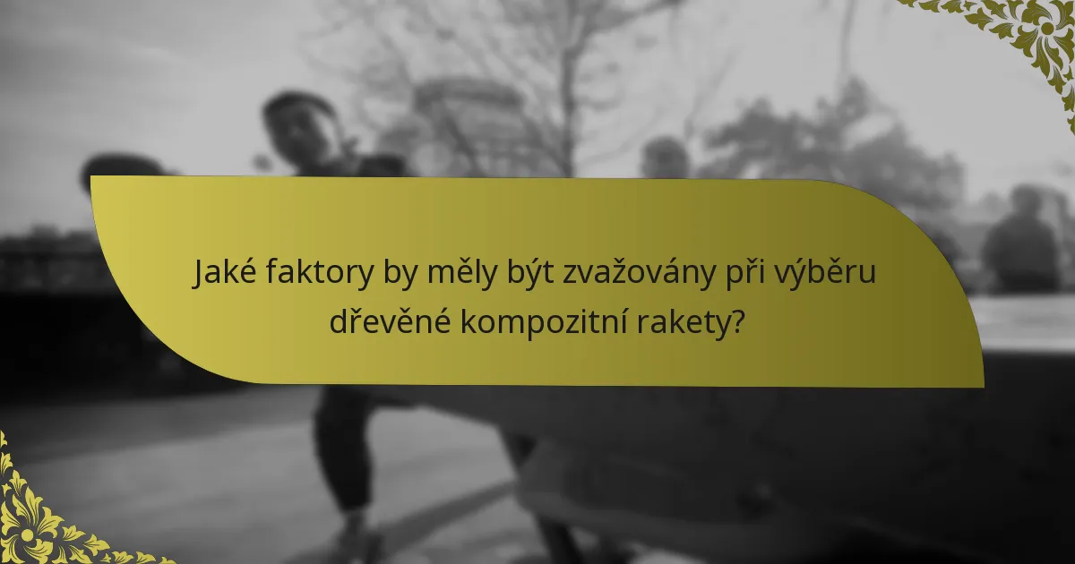 Jaké faktory by měly být zvažovány při výběru dřevěné kompozitní rakety?
