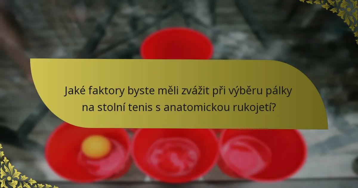 Jaké faktory byste měli zvážit při výběru pálky na stolní tenis s anatomickou rukojetí?