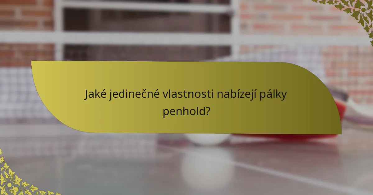 Jaké jedinečné vlastnosti nabízejí pálky penhold?