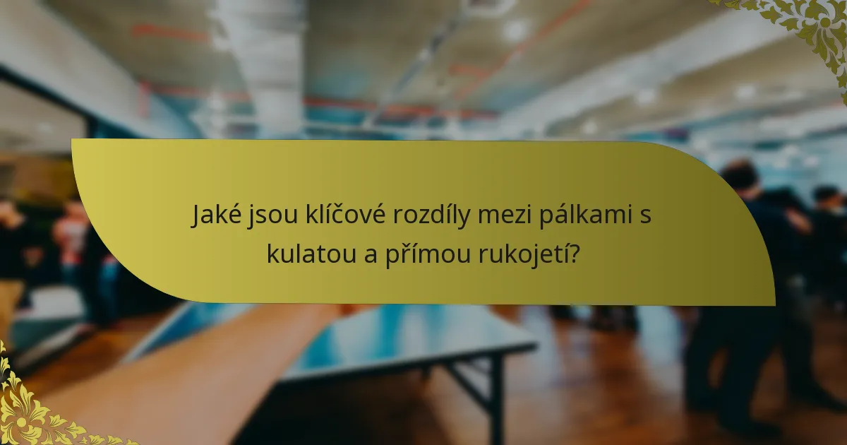 Jaké jsou klíčové rozdíly mezi pálkami s kulatou a přímou rukojetí?