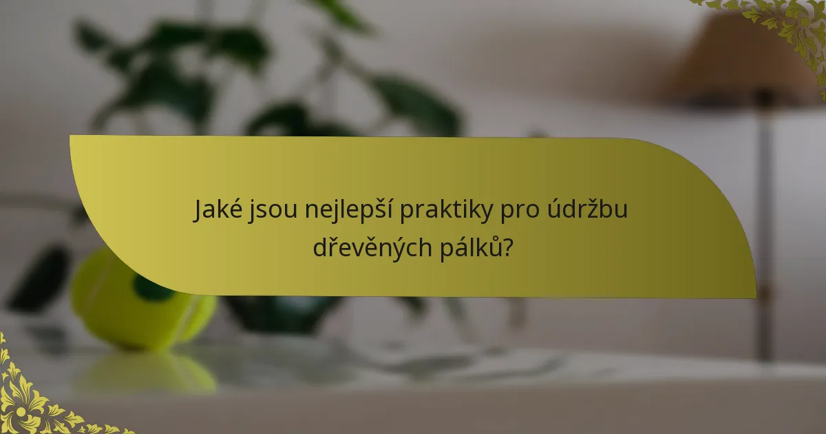 Jaké jsou nejlepší praktiky pro údržbu dřevěných pálků?