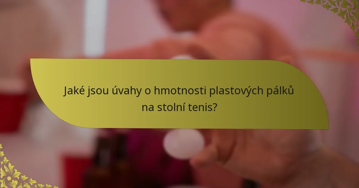Jaké jsou úvahy o hmotnosti plastových pálků na stolní tenis?