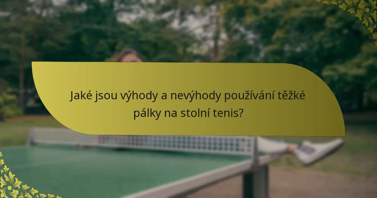 Jaké jsou výhody a nevýhody používání těžké pálky na stolní tenis?