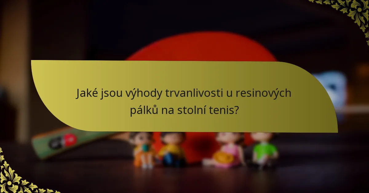 Jaké jsou výhody trvanlivosti u resinových pálků na stolní tenis?