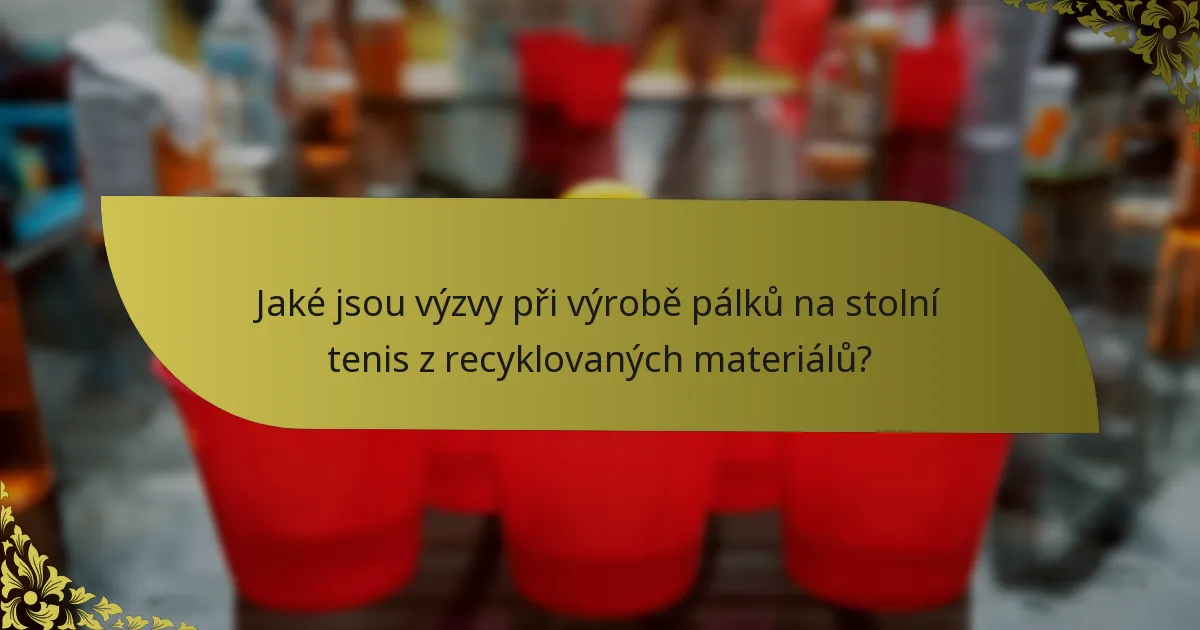 Jaké jsou výzvy při výrobě pálků na stolní tenis z recyklovaných materiálů?
