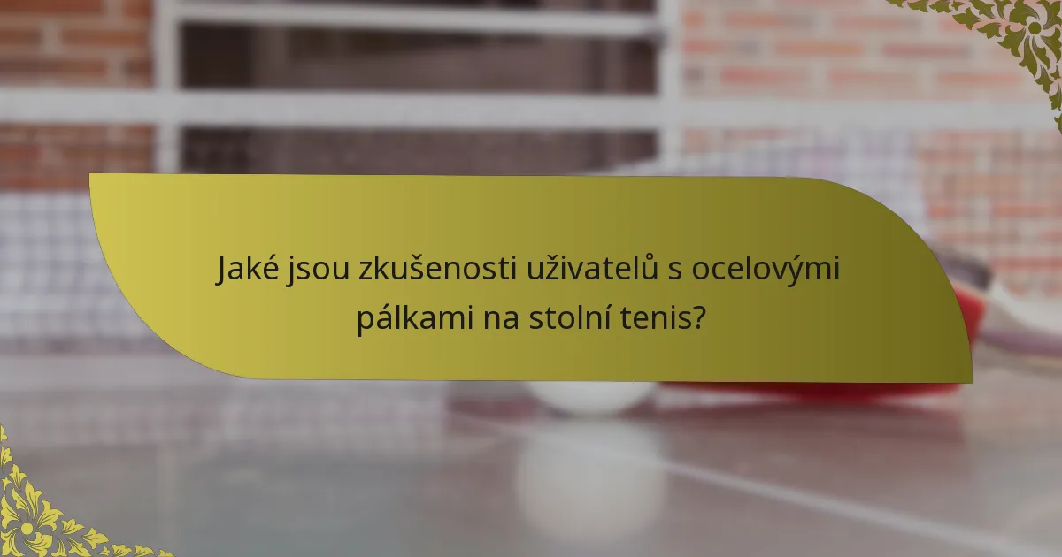 Jaké jsou zkušenosti uživatelů s ocelovými pálkami na stolní tenis?
