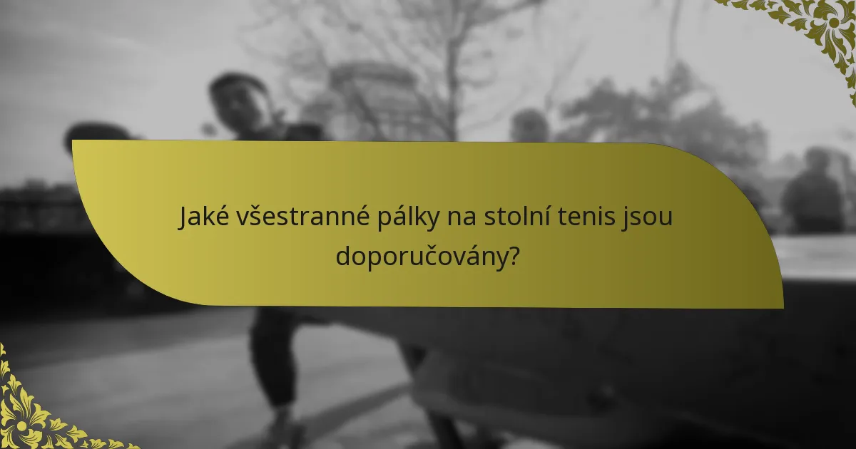 Jaké všestranné pálky na stolní tenis jsou doporučovány?