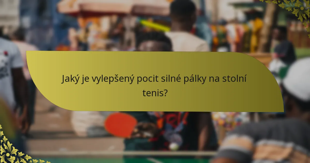 Jaký je vylepšený pocit silné pálky na stolní tenis?
