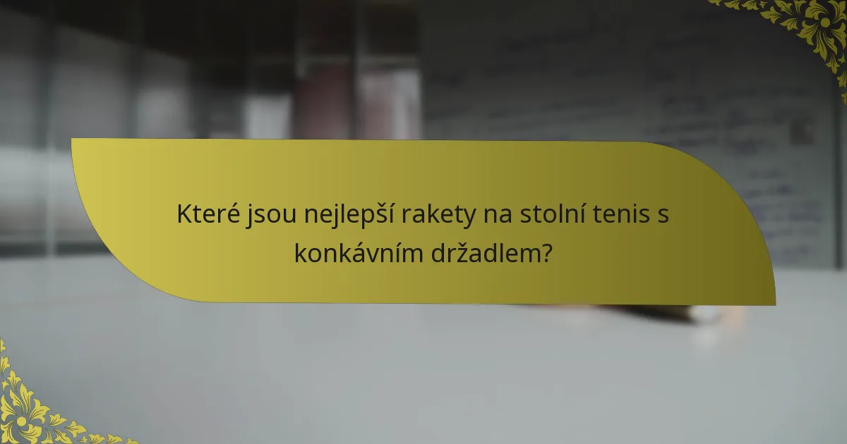 Které jsou nejlepší rakety na stolní tenis s konkávním držadlem?