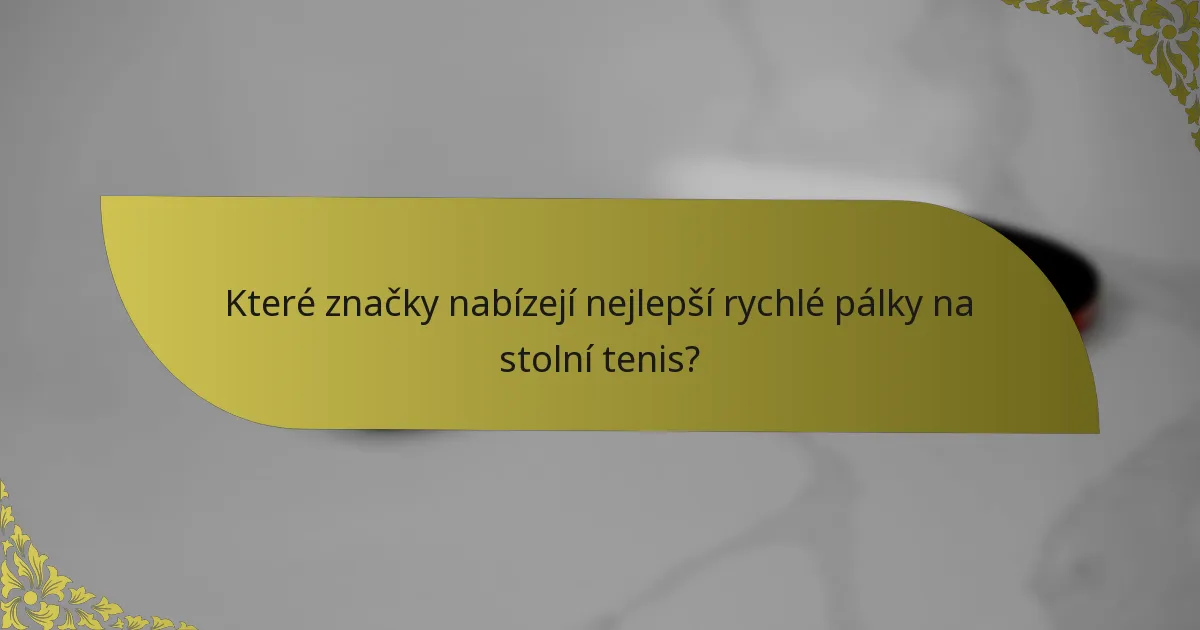 Které značky nabízejí nejlepší rychlé pálky na stolní tenis?